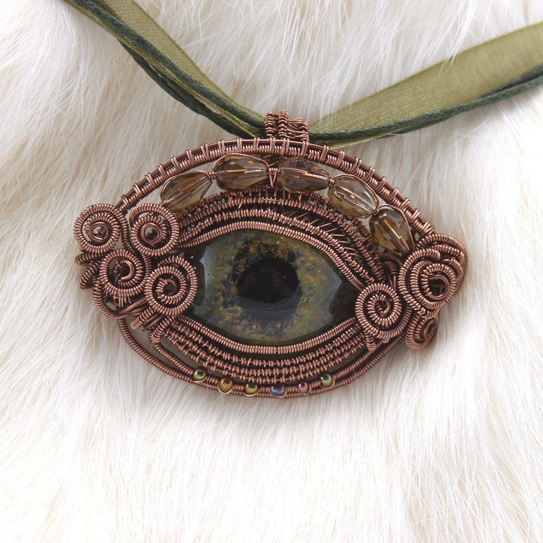 Copper Dragon Wire Wrapped Dragon Eye Amulet KsWirewrap