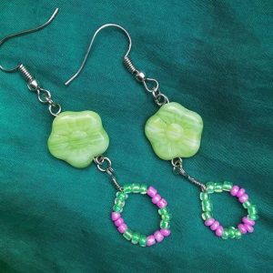 Neon Green and Pink Earrings